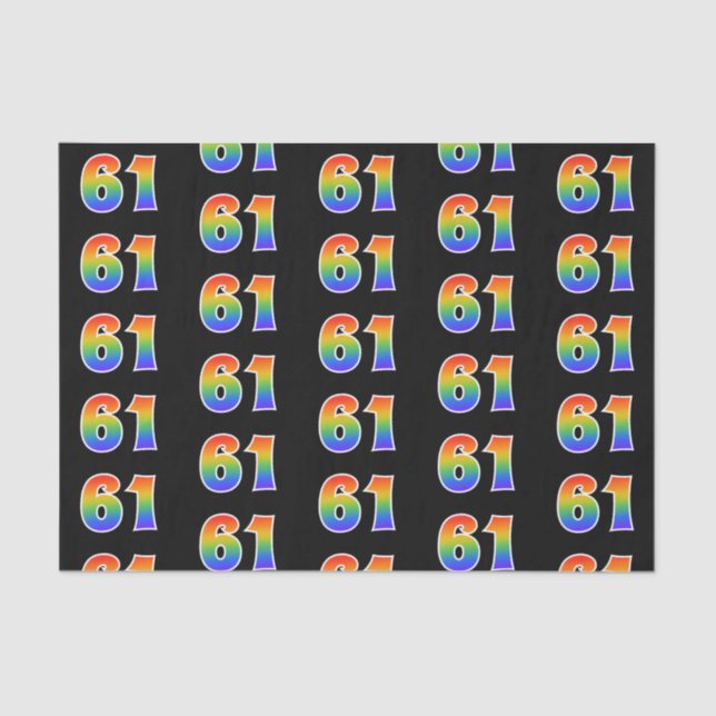 Papier Mousseline Fun Rainbow Spectrum Motif "61" Numéro d'événement (Recto)