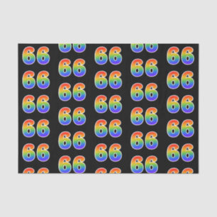 Papier Mousseline Fun Rainbow Spectrum Motif "66" Numéro d'événement