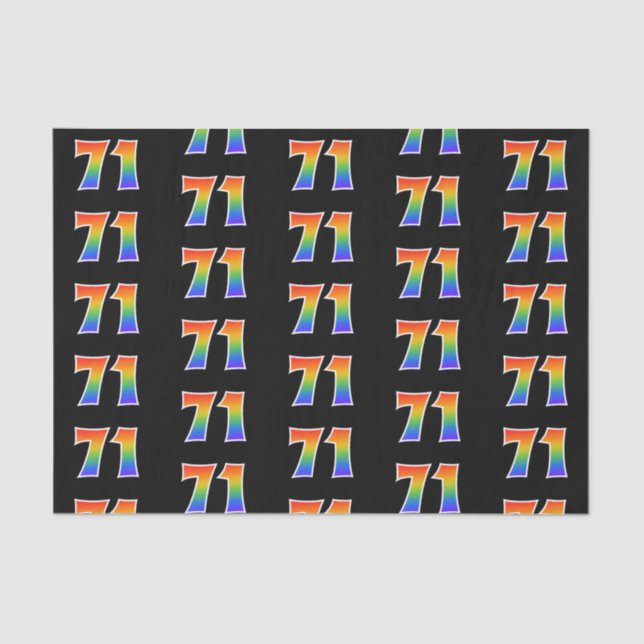 Papier Mousseline Fun Rainbow Spectrum Motif "71" Numéro d'événement (Recto)