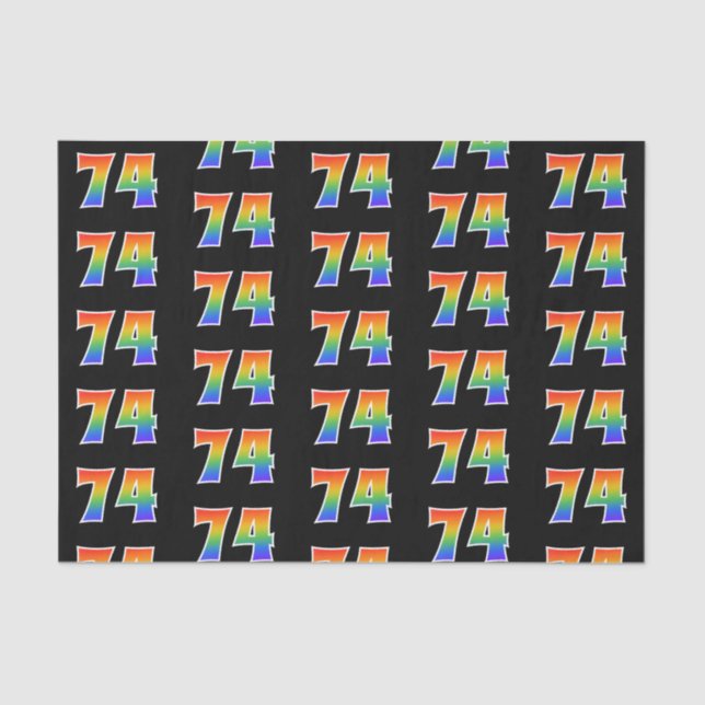 Papier Mousseline Fun Rainbow Spectrum Motif "74" Numéro d'événement (Recto)