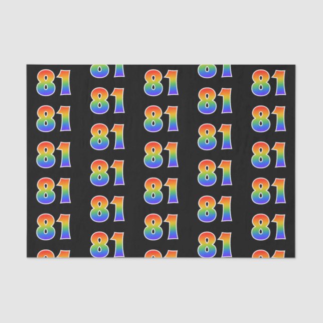 Papier Mousseline Fun Rainbow Spectrum Motif "81" Numéro d'événement (Recto)