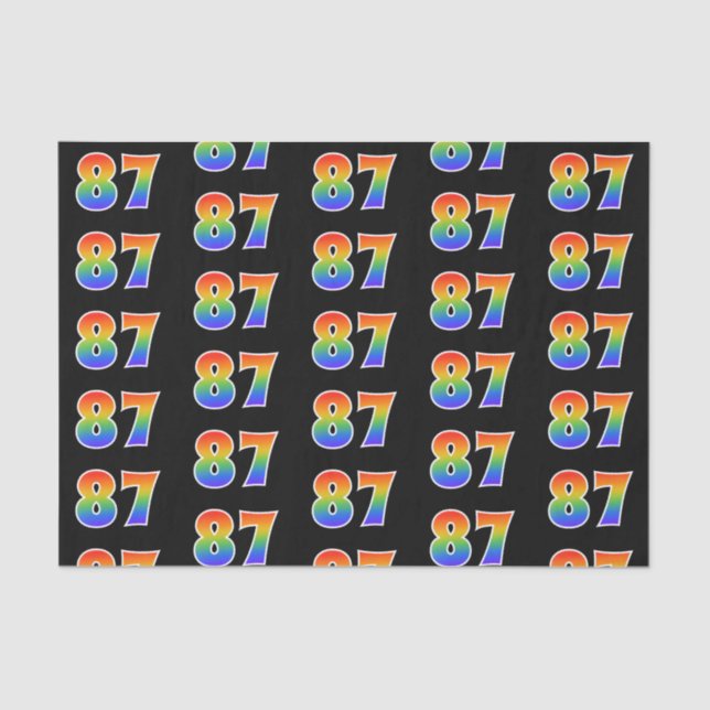 Papier Mousseline Fun Rainbow Spectrum Motif "87" Numéro d'événement (Recto)