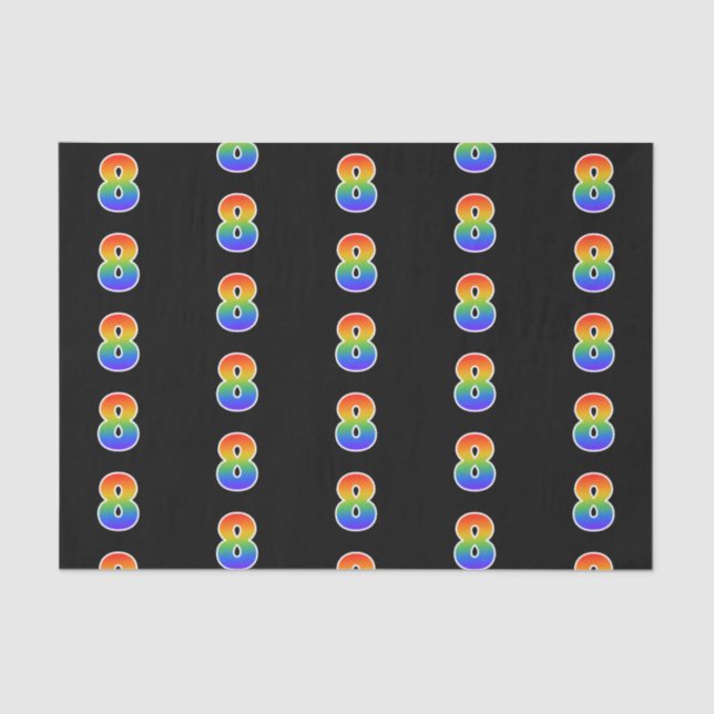 Papier Mousseline Fun Rainbow Spectrum Motif "8" Numéro d'événement (Recto)