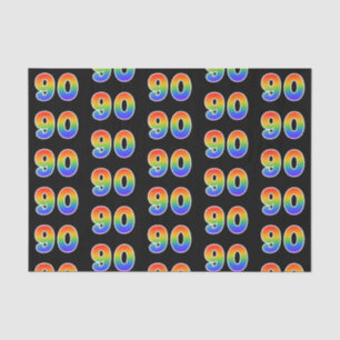 Papier Mousseline Fun Rainbow Spectrum Motif "90" Numéro d'événement