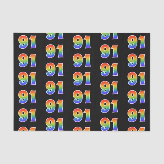 Papier Mousseline Fun Rainbow Spectrum Motif "91" Numéro d'événement (Recto)