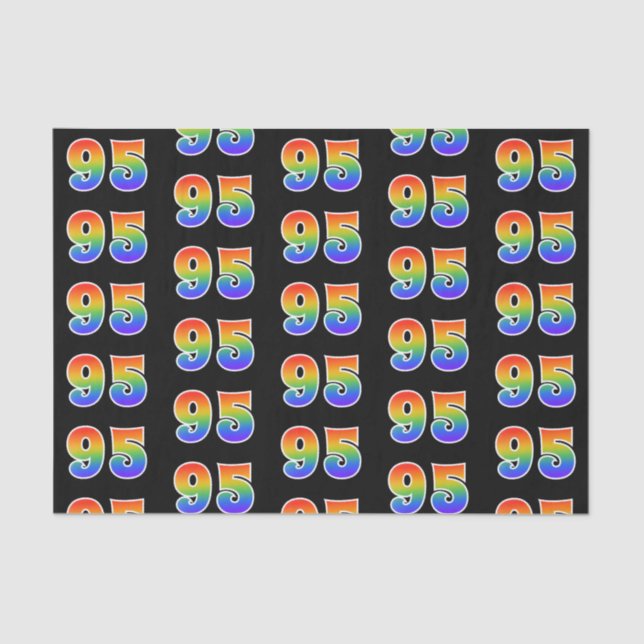 Papier Mousseline Fun Rainbow Spectrum Motif "95" Numéro d'événement (Recto)