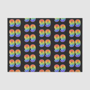 Papier Mousseline Fun Rainbow Spectrum Motif "99" Numéro de l'événem