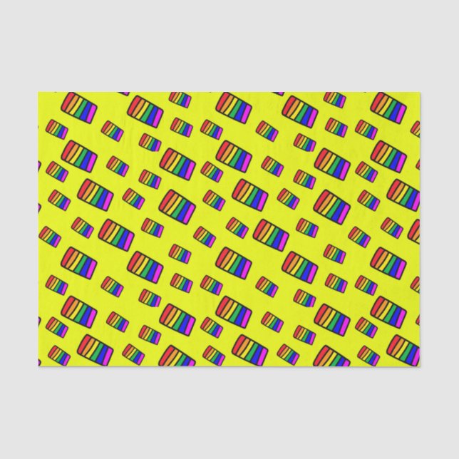 Papier Mousseline Funky Neon Rainbow Block Motif (Recto)