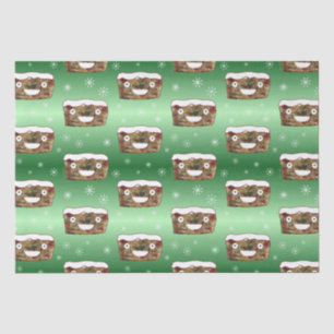 Papier Mousseline Funky Noël Fruitcake Motif Vert