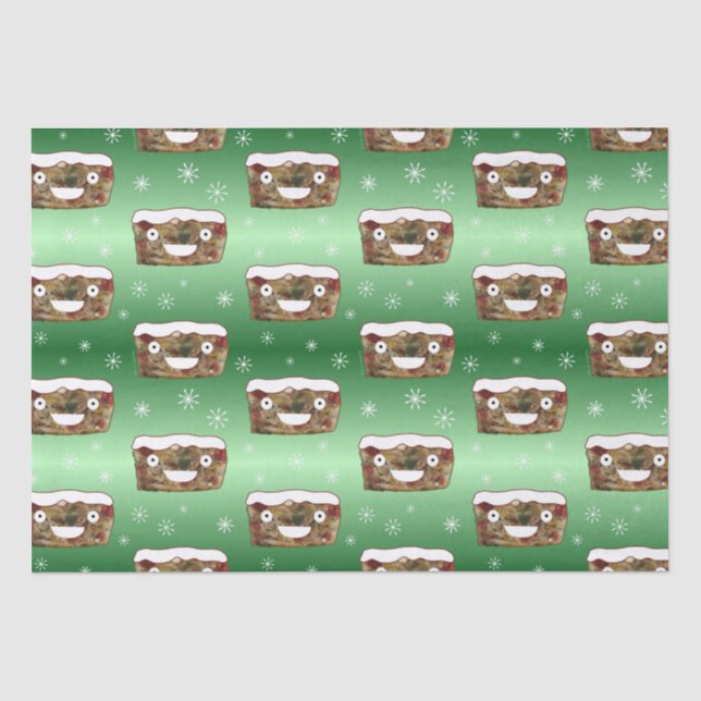 Papier Mousseline Funky Noël Fruitcake Motif Vert (Recto)