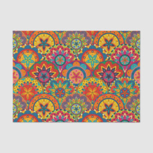 Papier Mousseline Funky Retro couleur Motif Mandala