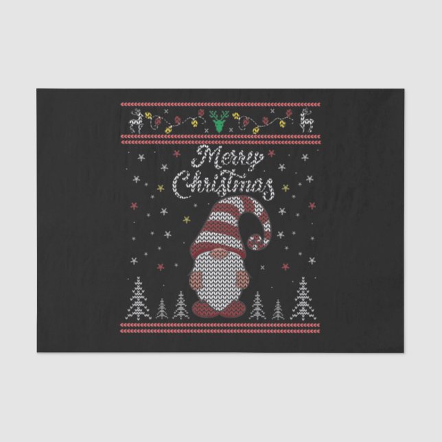 Papier Mousseline Funny Gnome Joyeux Noël (Recto)