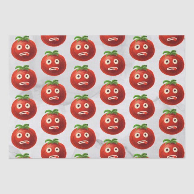 Papier Mousseline Funny Tomato Motif - Cartoon Vegetable Art (Recto)