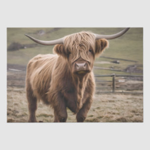 Papier Mousseline **"Furry Majesty : The Woolly Brown Highland Cow"*