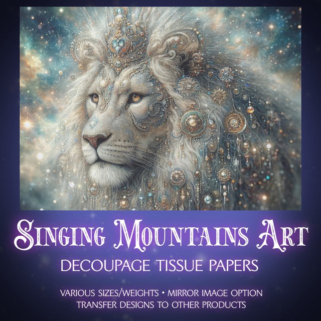 Papier Mousseline Galactic Lion Portrait Decoupage (Créateur téléchargé)