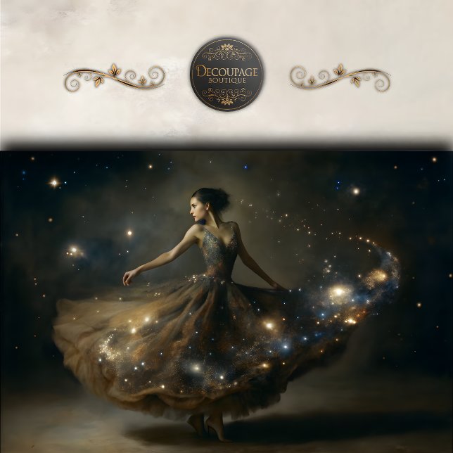 Papier Mousseline Galaxie Danseuse Céleste Découpage (Celestial Dancer Galaxy Decoupage Tissue Paper)