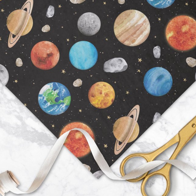 Papier Mousseline Galaxy Outer Space Planet Watercolor Illustration  (Créateur téléchargé)