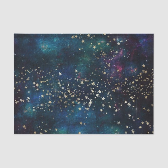 Papier Mousseline Galaxy Star Space Night Bleu et violet (Recto)
