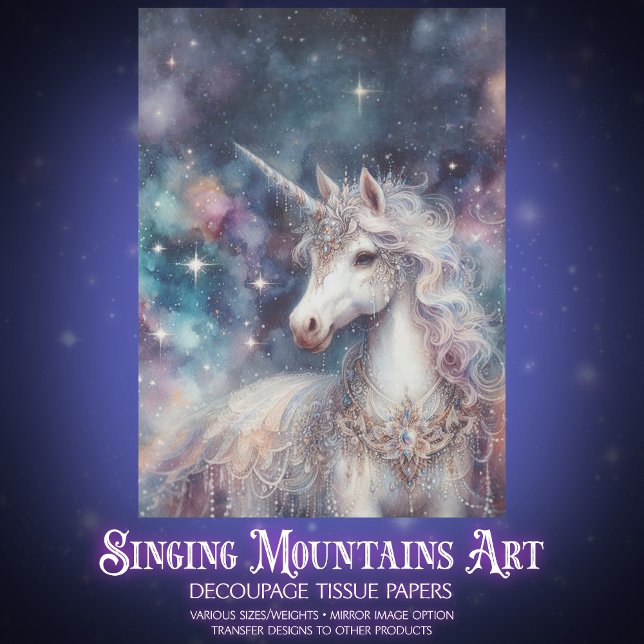 Papier Mousseline Galaxy Unicorn Fantasy Decoupage  (Créateur téléchargé)