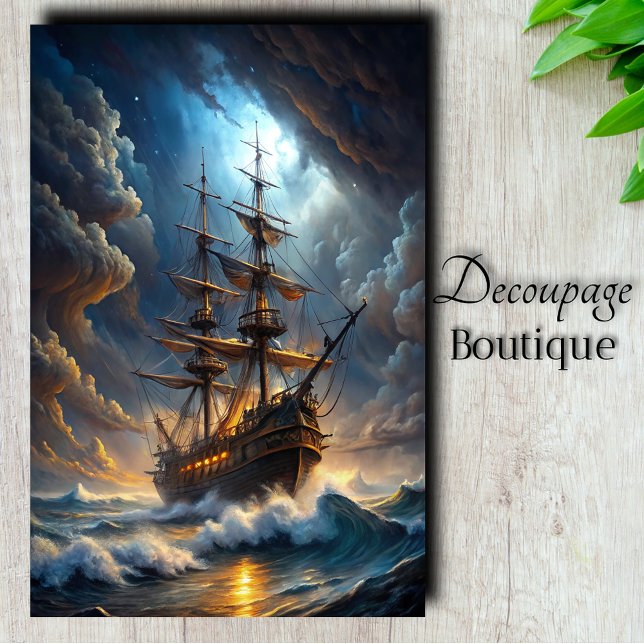 Papier Mousseline Galleon Storm Voyage Découpage (Galleon Storm Voyage Decoupage Tissue Paper)
