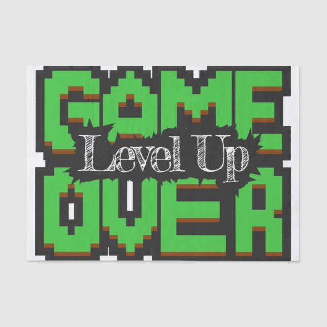 Papier Mousseline Game Over, Level Up : Monde de jeu rétro pixelisé (Recto)