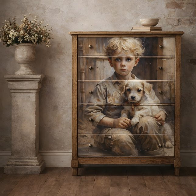 Papier Mousseline Garçon au chiot découpage (Créateur téléchargé)