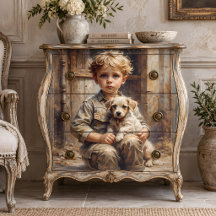 Garçon au chiot découpage