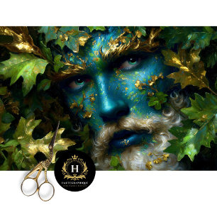 Papier Mousseline Garde de la Forêt Bleue Homme Vert Enchanté Découp