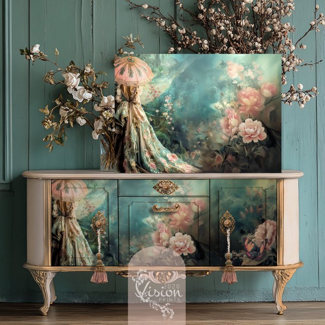 Papier Mousseline Garden Romance, Portrait Élégant, Ethérée Florale (Garden Romance Elegant Parasol Portrait & Ethereal Peony Floral Furniture Decoupage 2020visionprints)