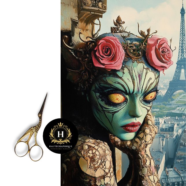 Papier Mousseline Gargolie gothique exotique Rose Charme parisien (Créateur téléchargé)