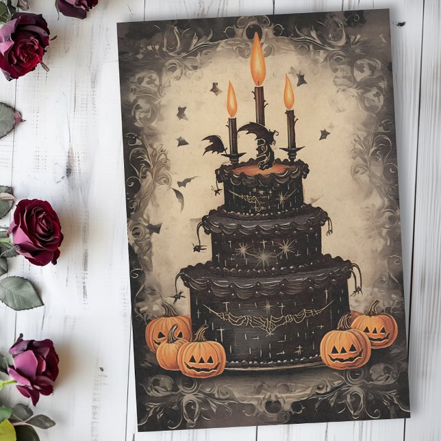 Papier Mousseline Gâteau d'anniversaire d'Halloween vintage (Créateur téléchargé)