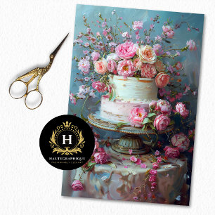 Papier Mousseline Gâteau de Mariage Floral Vintage Découpe Cuisine B