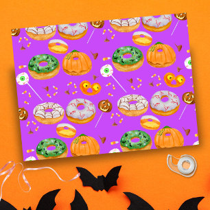 Papier Mousseline Gâteau donut-lieux aquarelle Joyeux Halloween Bonb