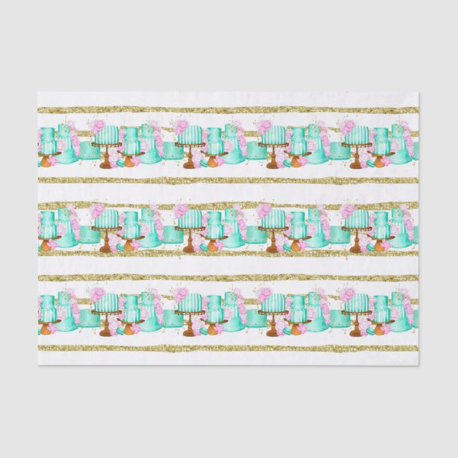 Papier Mousseline Gâteaux de mariage pour la douche de mariée mignon (Recto)