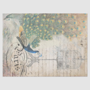 Papier Mousseline Gauche de papier de Decoupage d'éphémères de paon