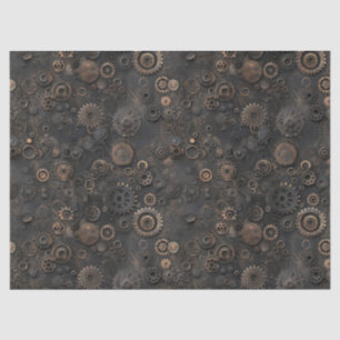 Papier Mousseline Gears Steampunk, Motif en métal rouillé pour décou