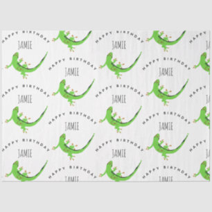 Papier Mousseline Gecko Lizard Reptile Anniversaire Nom personnalisé