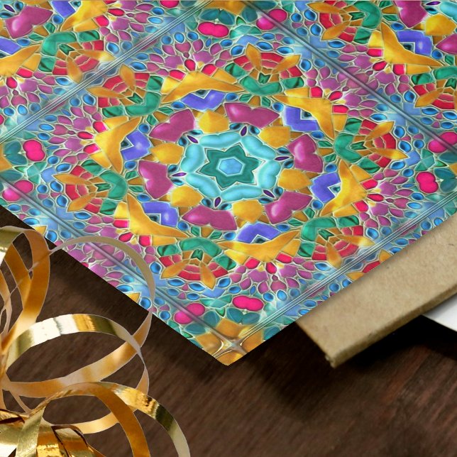 Papier Mousseline Gemstone Look Mosaïque colorée - 6 carreaux Découp (Créateur téléchargé)