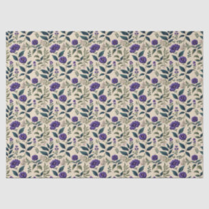Papier Mousseline Gentian bleu Vintage Floral