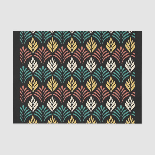 Papier Mousseline Geometric Leaf Pattern, Geometric Leaves Pattern,  (Recto)