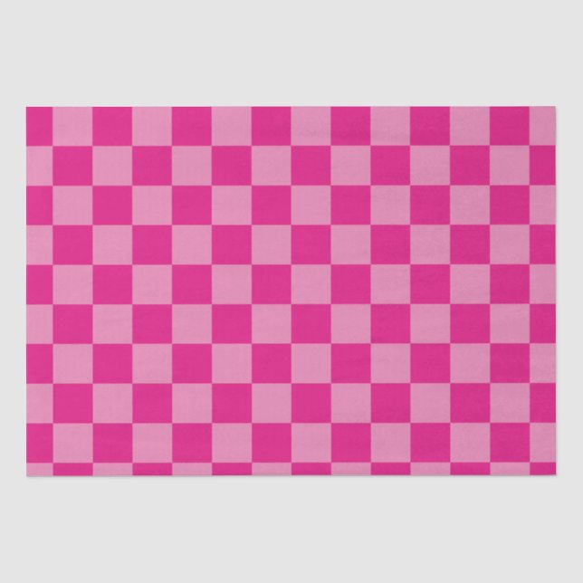 Papier Mousseline Géométrique à carreaux roses (Recto)