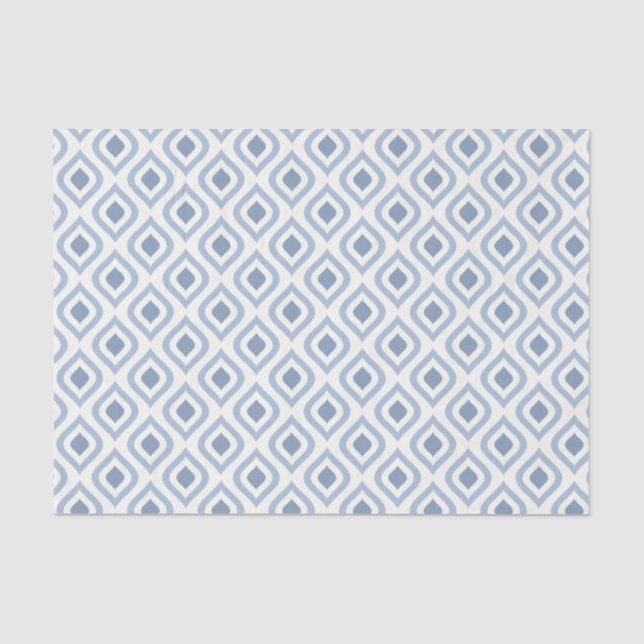 Papier Mousseline géométrique Abstraite, bleu et blanc cassé (Recto)
