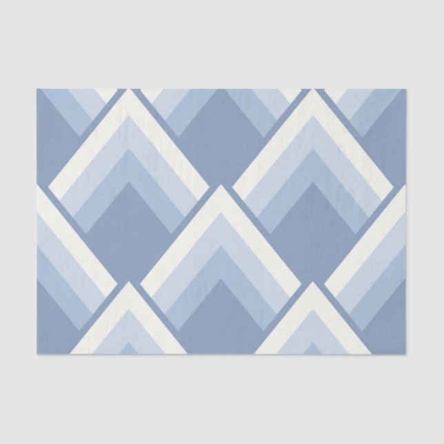 Papier Mousseline géométrique Abstraite, bleu et blanc cassé 2 (Recto)