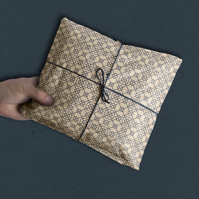 Papier Mousseline Géométrique arabe | Navy Blue Tan (Créateur téléchargé)