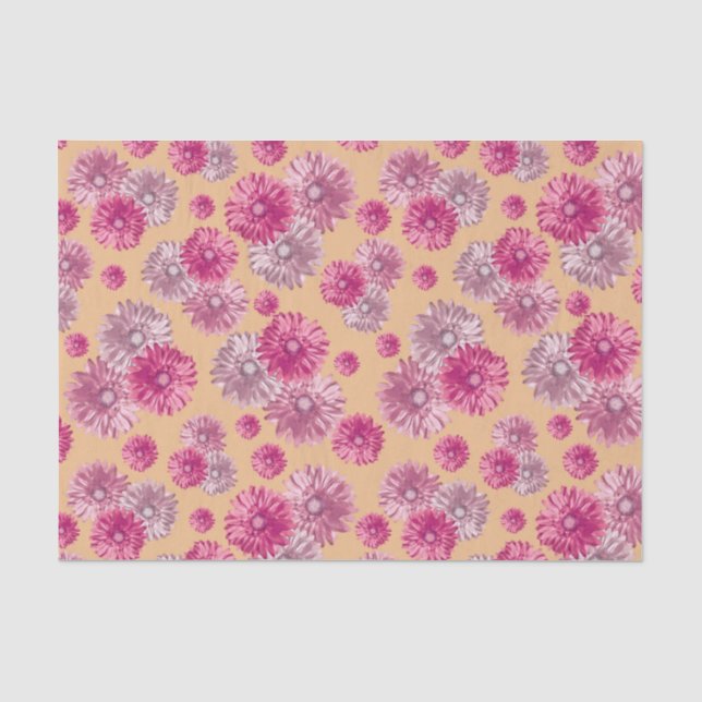 Papier Mousseline Gerbera rose Daisies sac cadeau floral stuffeuse (Recto)