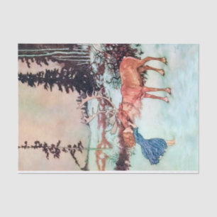 Papier Mousseline Gerda et Reindeer, Snow Queen Fairy Tale