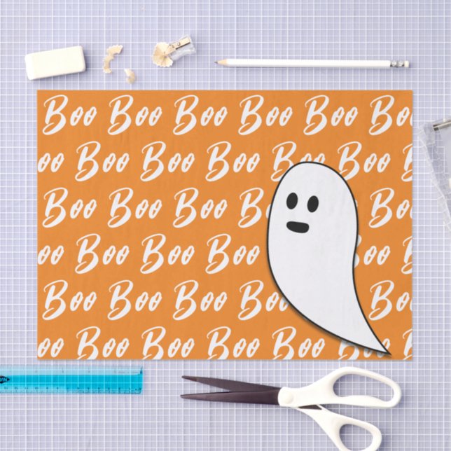 Papier Mousseline Ghost Halloween noir blanc orange boite (Artisanat)
