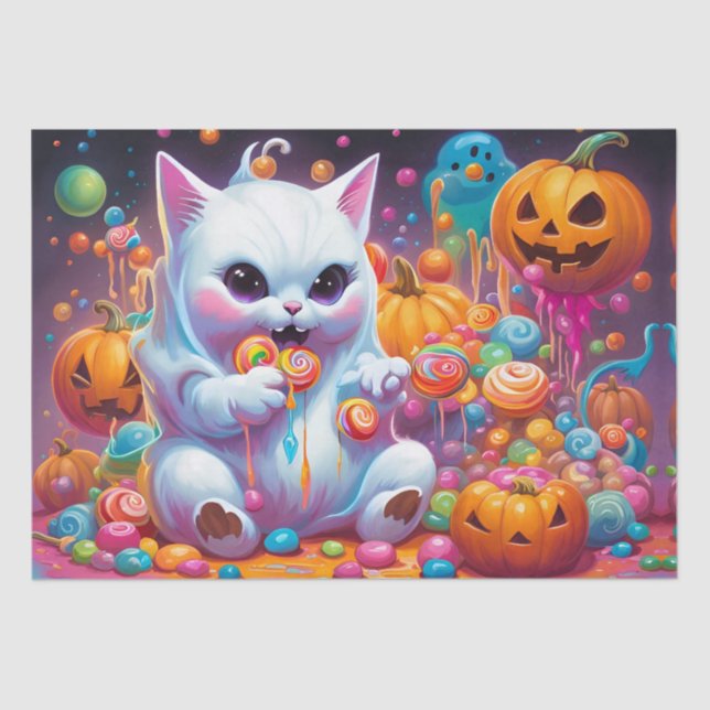 Papier Mousseline Ghost Kitten Citrouille Halloween Candy (Recto)