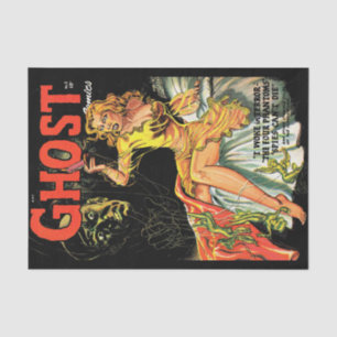 Papier Mousseline Ghost Vintage Horror Comics Lady Yellow Decoupage