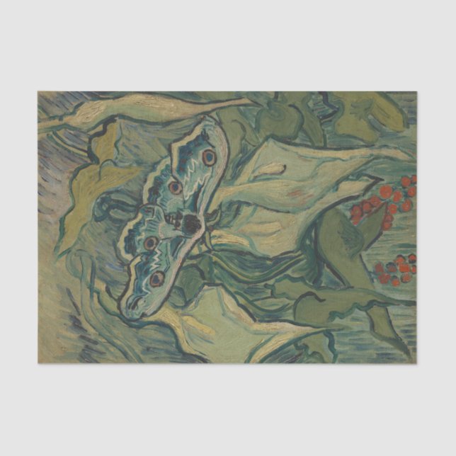 Papier Mousseline Giant Peacock Moth (1889) par Vincent van Gogh (Recto)